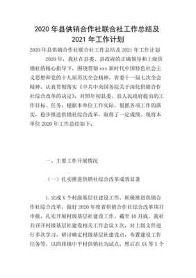 20xx年縣供銷(xiāo)合作社聯(lián)合社工作總結(jié)及20xx年工作計(jì)劃